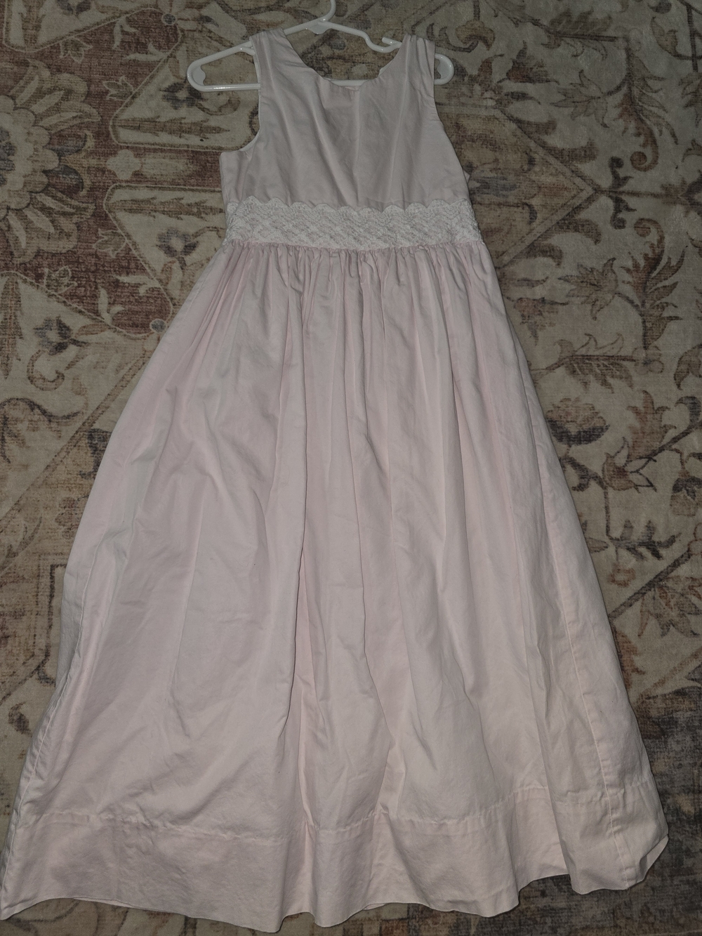 Girls' Pale Pink Sleeveless Smocked Waist Dress
